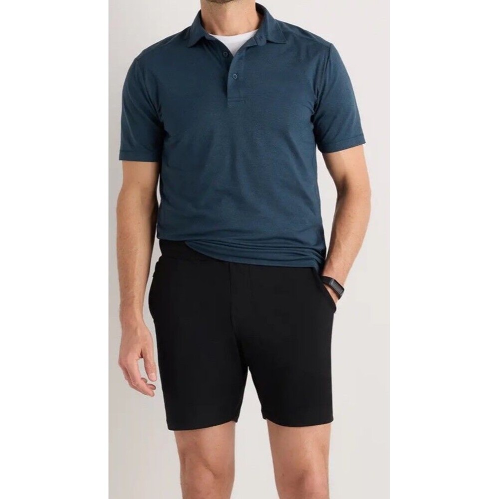 Quince‎ Flowknit Breeze Performance Polo Blue Size Medium